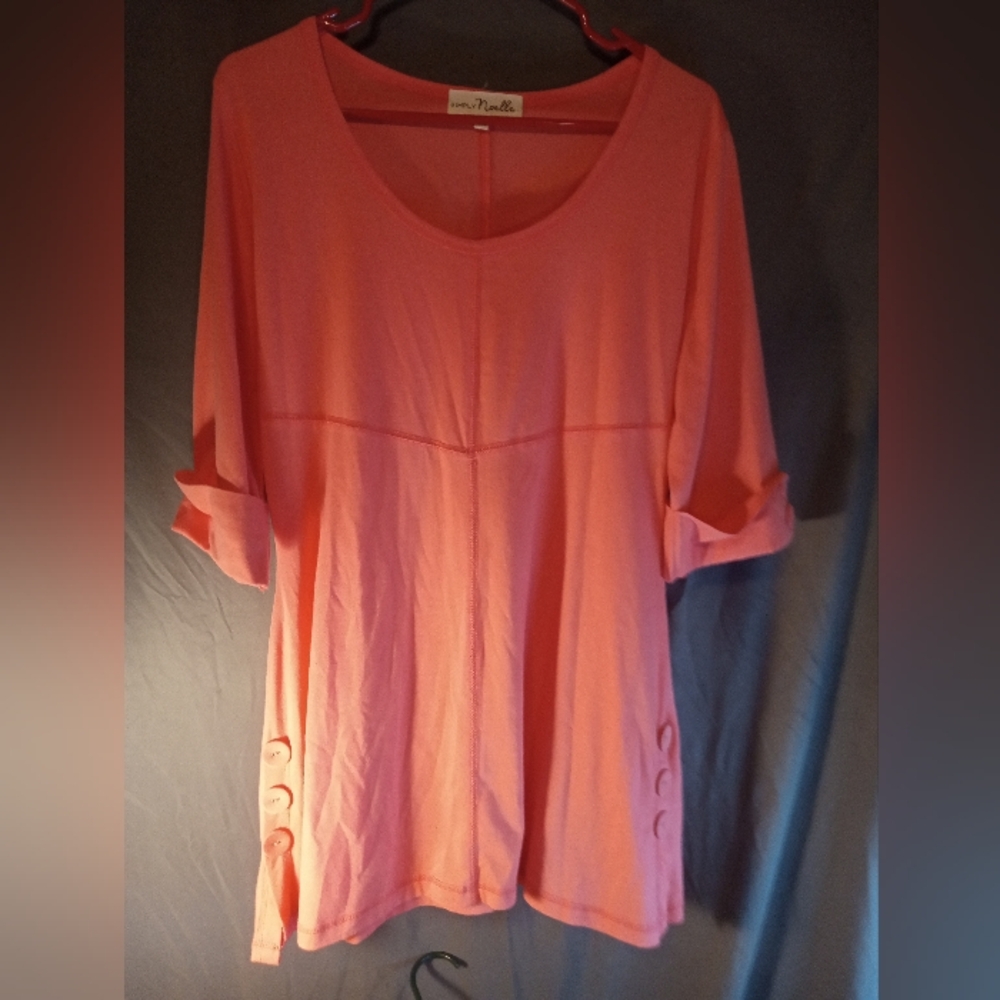 Simply Noelle Coral Tunic with Button Details
